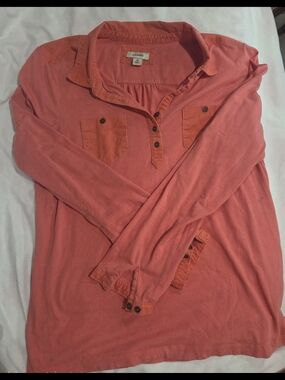 L.L. Bean Coral Button-Neck Shirt
